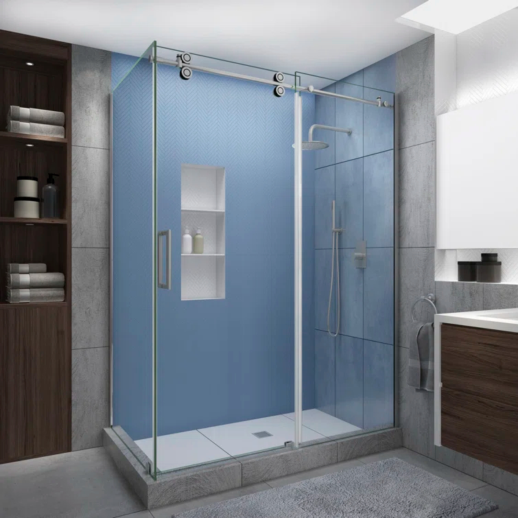 Aston Langham XL 48" - 52" W x 38" D x 80" H Frameless Rectangle Sliding Shower Enclosure SEN979EZ.UC-SS-523880-L