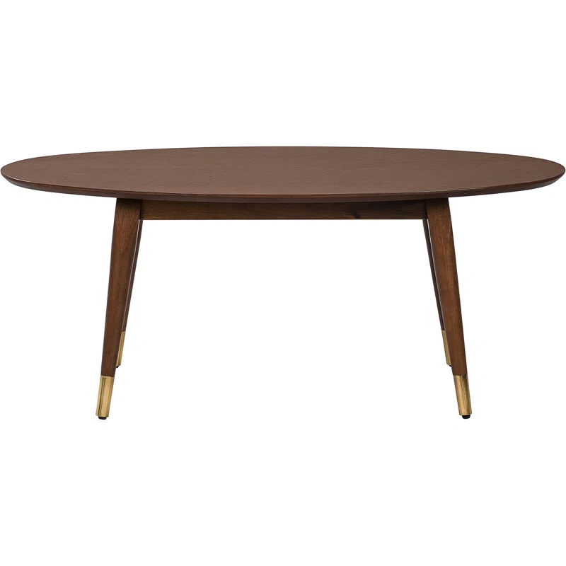 Elle Decor Clemintine Elle Decor Mid-Century Modern Oval Coffee Table with Brass Accents