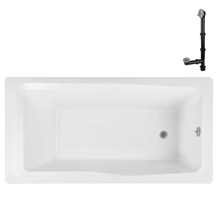 Streamline Bath 60'' x 32'' Acrylic Soaking Drop-In Bathtub, Drain Included N-4400-757-BNK