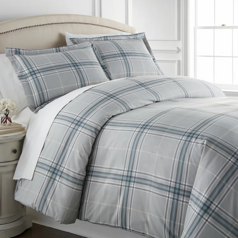 SouthShore Fine Linens Vilano Plaid Oversized Microfiber Duvet Cover Set by Southshore Fine linens