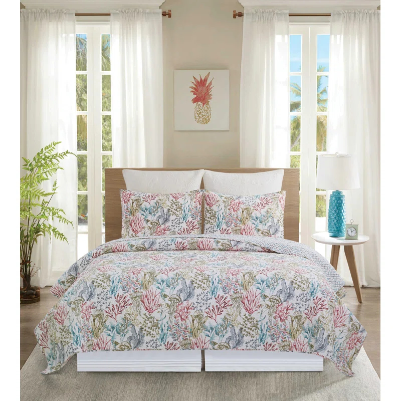Delphina Cotton Percale Reversible Quilt Set