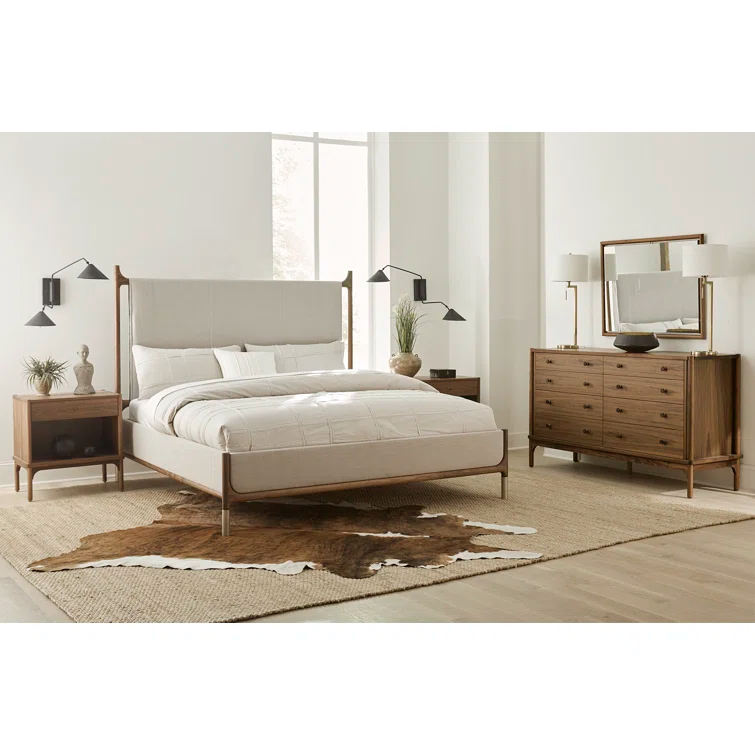 Walnut Mid-Century Modern Solid Wood Nightstand