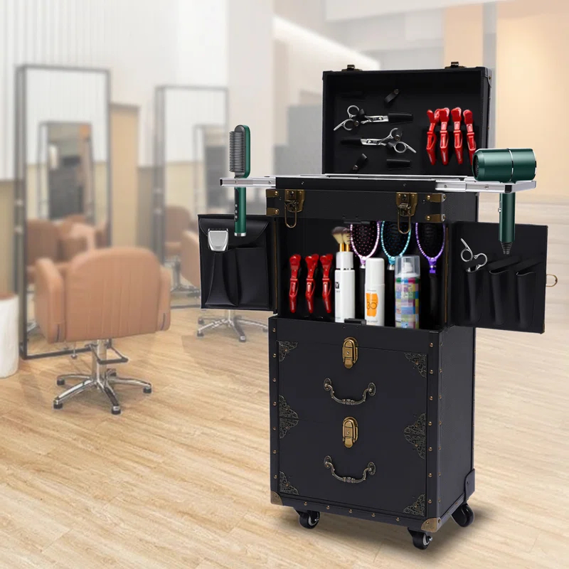 YaoTown Lockable Hairdressing Organizer Tool Box with Hair Dryer Holder