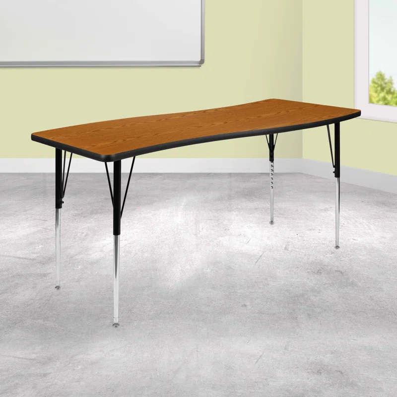 Flash Furniture Goddard 28"W x 47.5"L Rectangular Wave Collaborative Grey Adjustable Height Activity Table