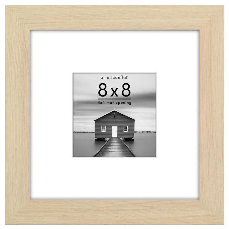 Americanflat Americanflat Picture Frame - Frame with Mat - Wide Molding - Shatter-Resistant Glass