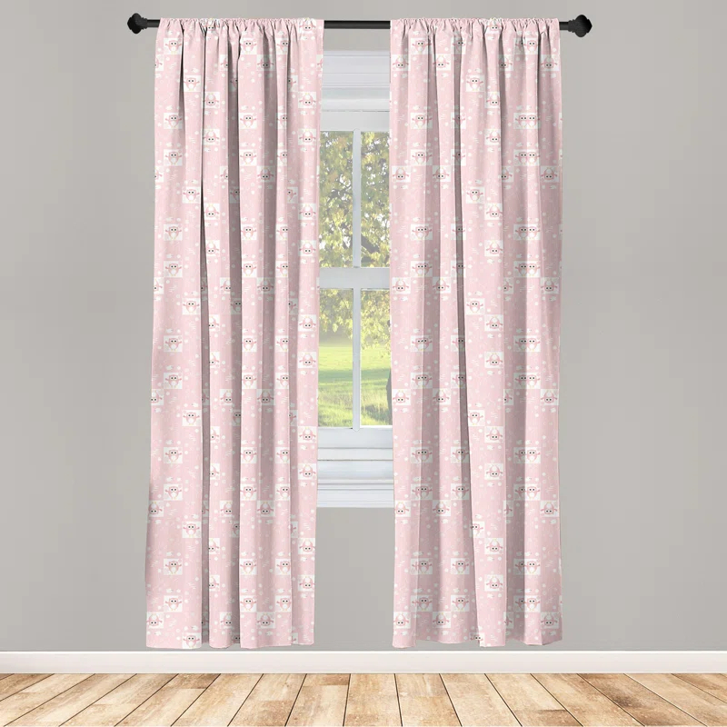 Owls Semi-Sheer Rod Pocket Curtain Panels (Set of 2)