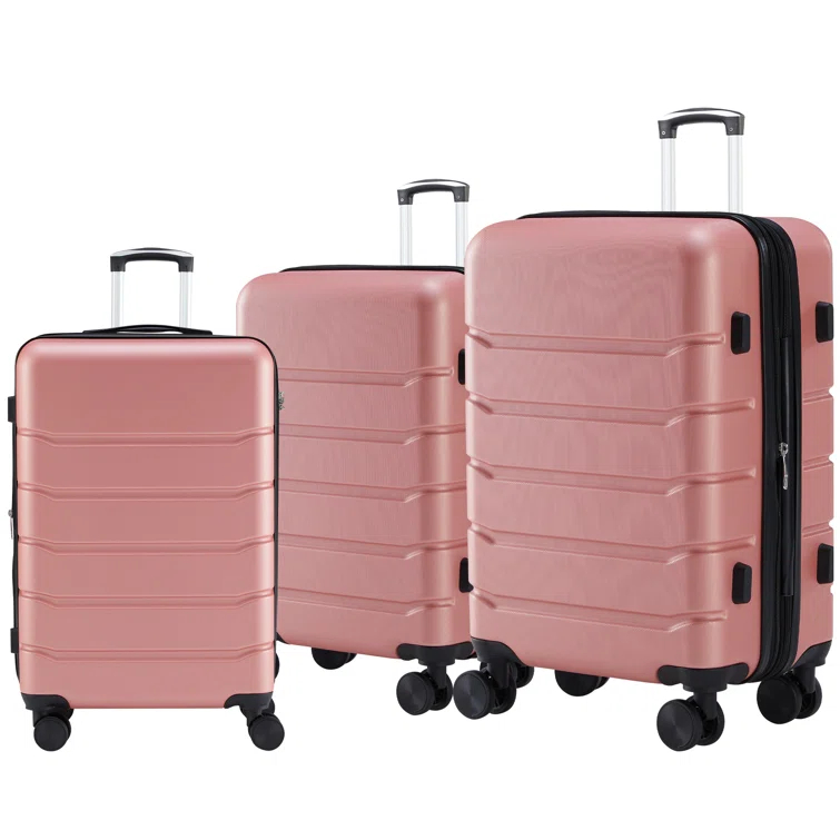Smugdesk.com 3-Piece Luggage Set, ABS Travel Suitcase Set with TSA lock