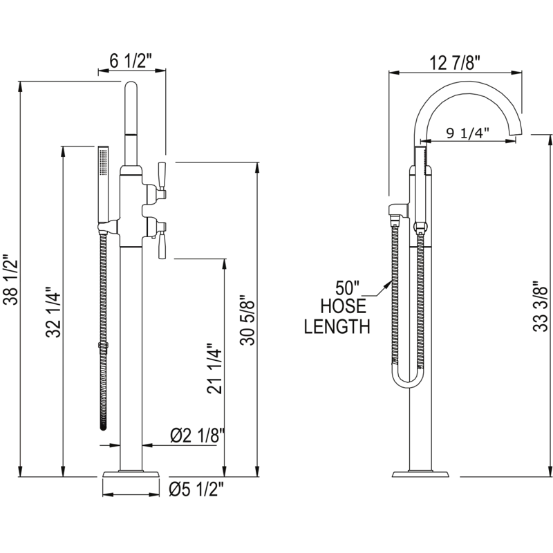 Perrin & Rowe U.3990LS-STN/TO Holborn Single Hole Floor Mount Tub Filler Trim With C-Spout