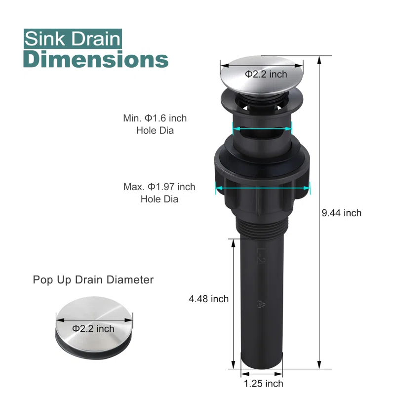 Pop-Up Bathroom Sink Drain with Overflow( 2Pack)