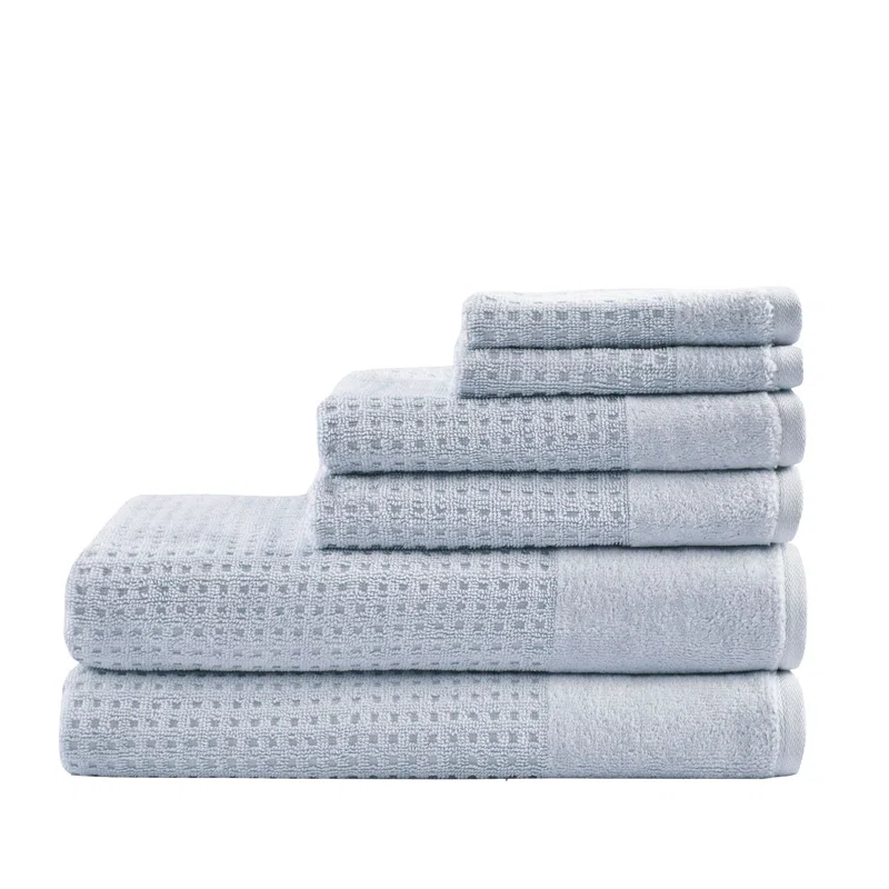 Madison Park Spa Waffle Cotton Jacquard Antimicrobial Bath Towel 6 Piece Set