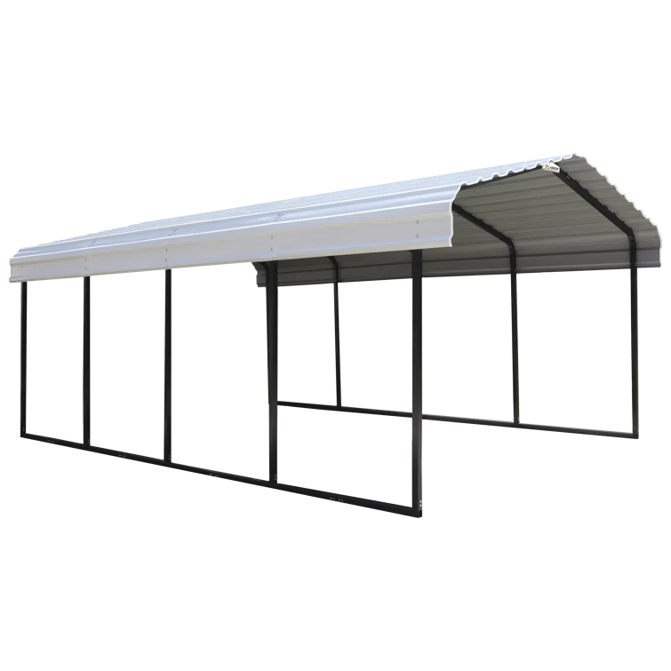 Arrow Steel Carport, 12 ft. x 20 ft. x 7 ft. Galvanized Black/Charcoal