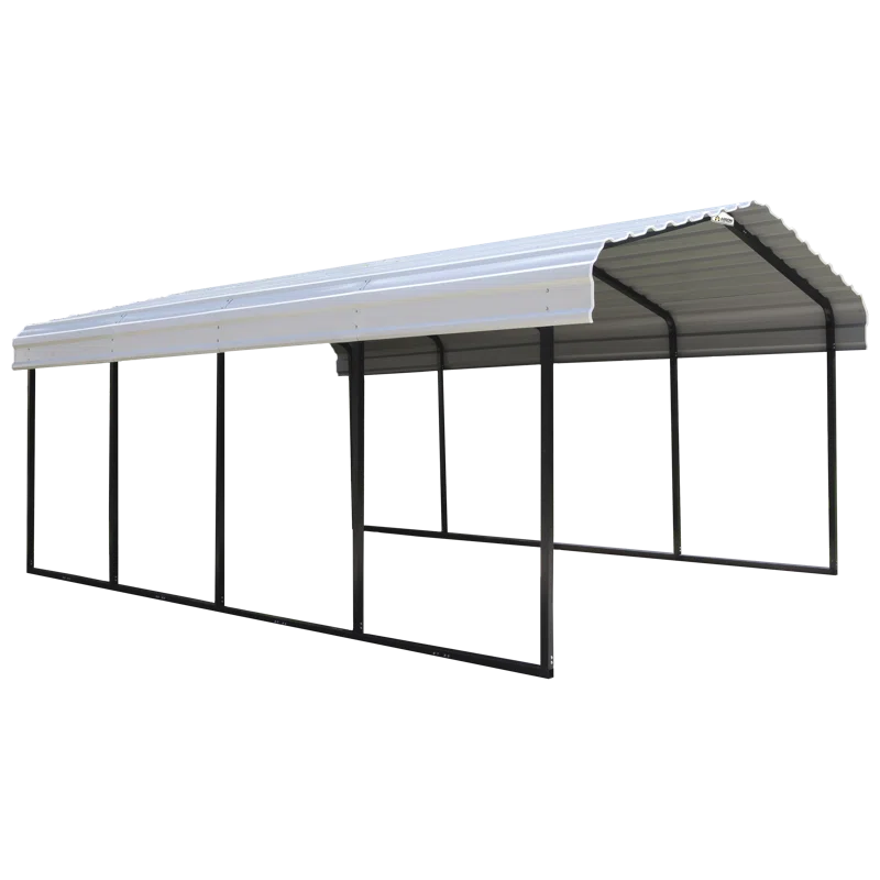 Arrow Steel Carport, 12 ft. x 20 ft. x 7 ft. Galvanized Black/Charcoal
