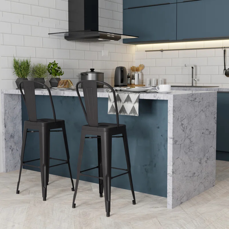 Simpli Home Fletcher Counter Stool with Metal Frame (Set of 2)