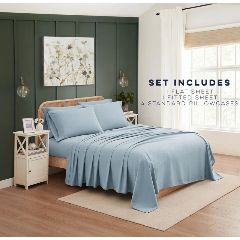 CASUAL LIVING Quick Dry Anti-Wrinkle 6-Piece Sheets and Pillowcases Set, Queen | Wayfair