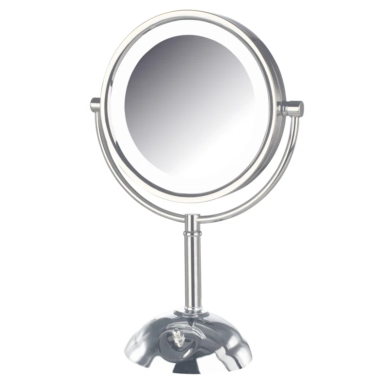 Symple Stuff 8.5" Lighted Tabletop Magnified Makeup Mirror, Plug In