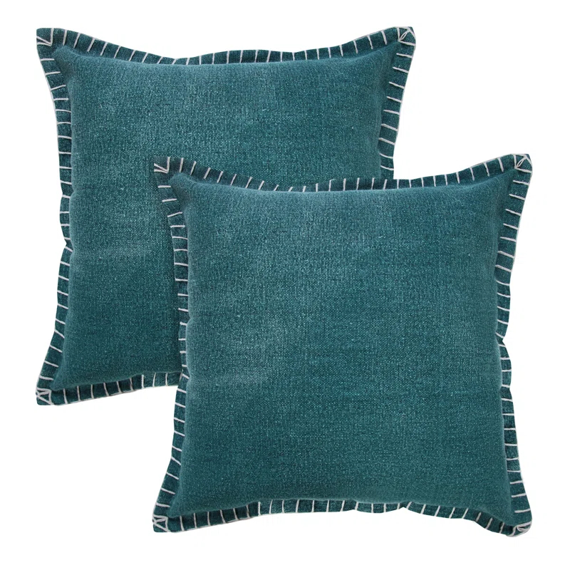 Rajani Home Contemporary Solid Stonewashed Handmade Cotton Throw Pillow Set