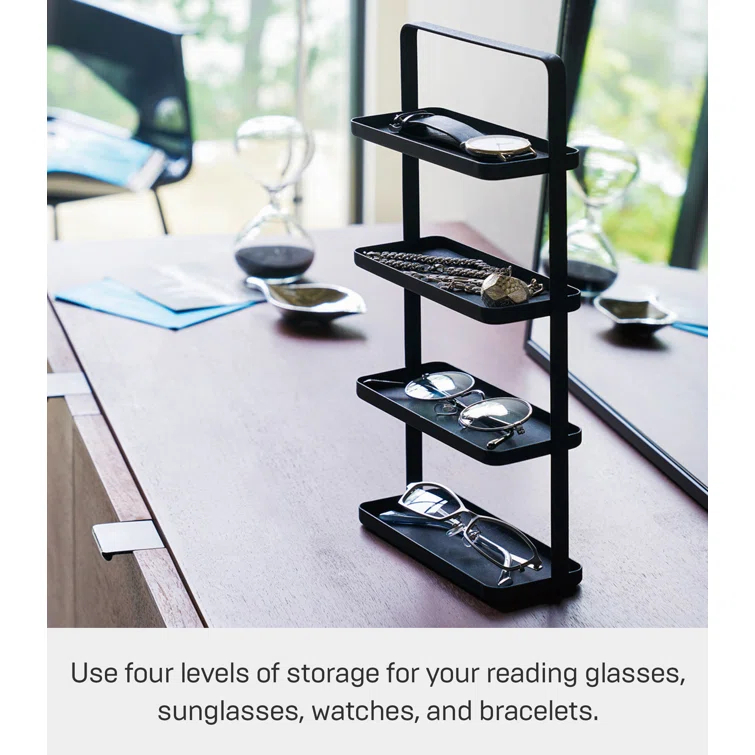 Tower Yamazaki Home 4-Tier Accessory Tray, Jewelry Holder & Storage Organizer, Steel, Handle