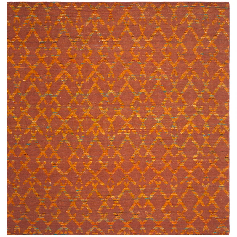 Straw Patch Hand Woven Flat Weave Wool & Cotton Geometric Rug