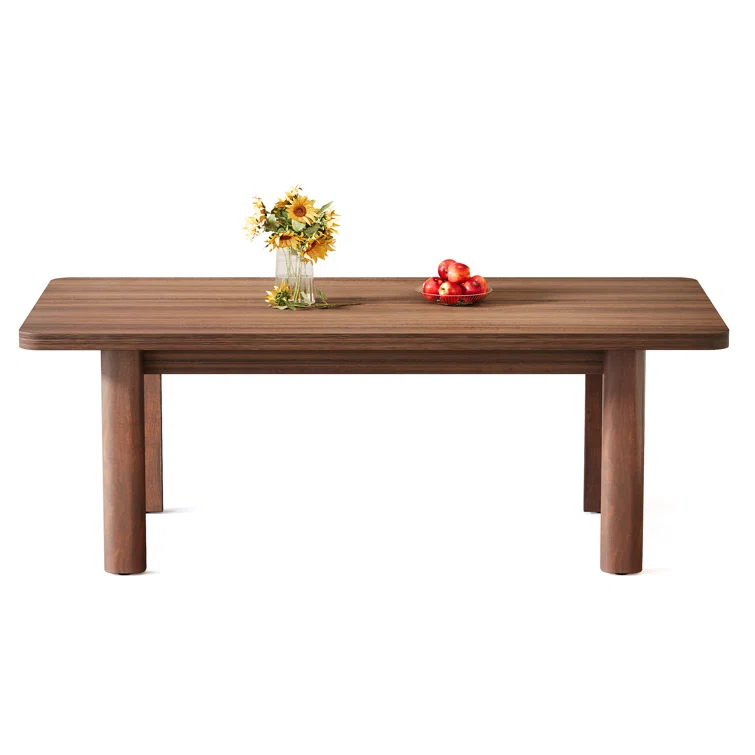 Union Rustic Wood Dining Table For 4-6 People, 63 Inch Farmhouse Kitchen Table With Solid Wood Legs