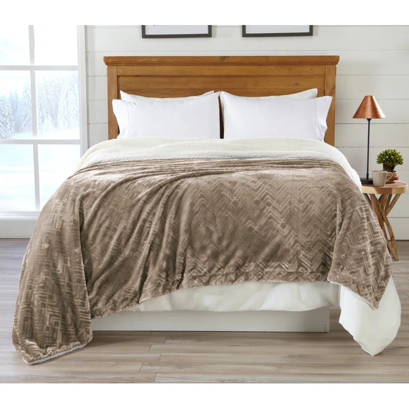FreshFolds Ultra Soft Printed Plush Sherpa Reversible Blanket