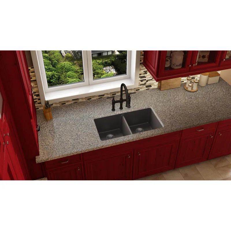 Elkay ELXU3322CN0 Quartz Luxe 33" L x 19" W Double Basin Undermount Kitchen Sink