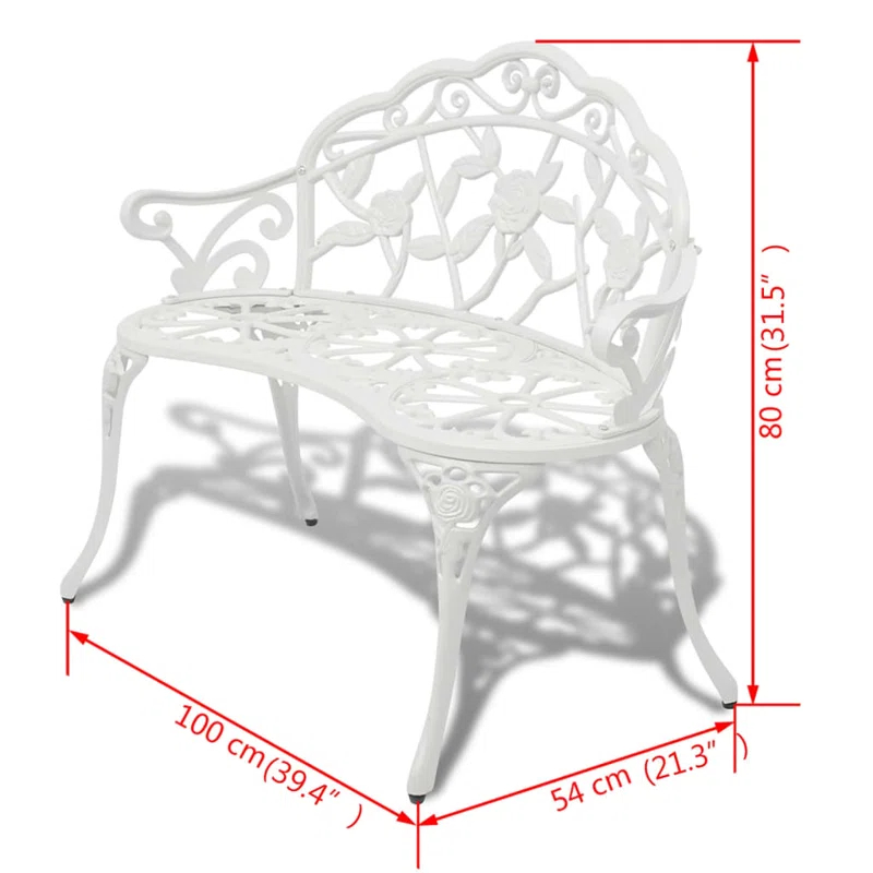 Outdoor Patio Bench Garden Bench Furniture with Armrests Cast Aluminum