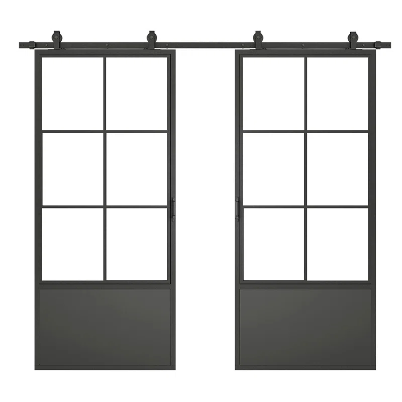 Calhome 84'' Hollow Glass with Installation Hardware Kit Barn Door