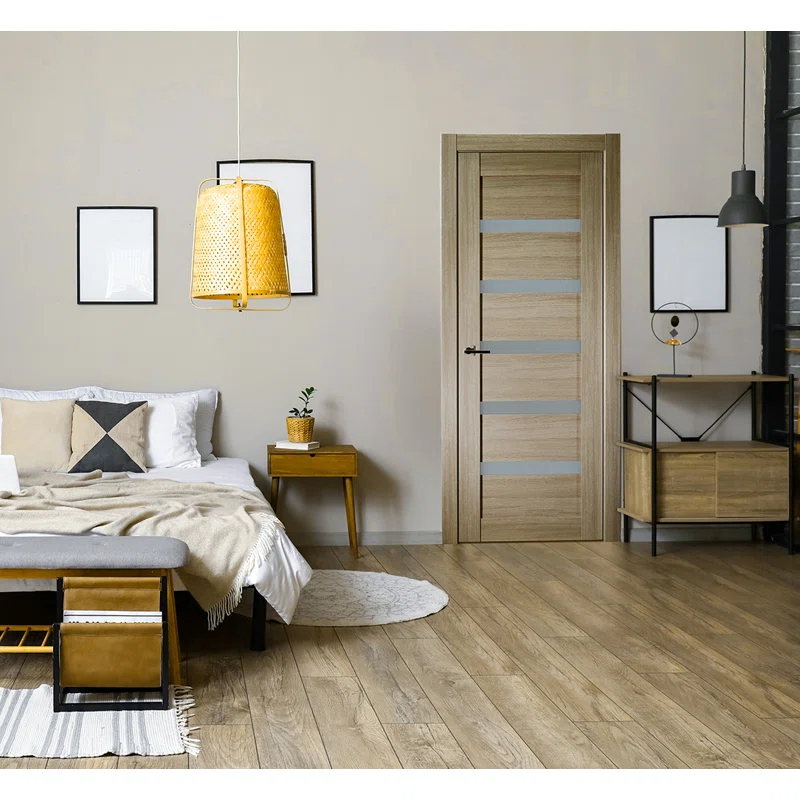 Belldinni Leora Paneled Manufactured Wood and Glass Standard Door Slab