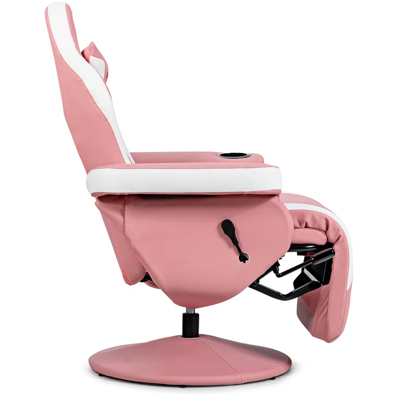 Costway Costway Goplus Reclining PC & Racing Game Chair with Footrest in Pink