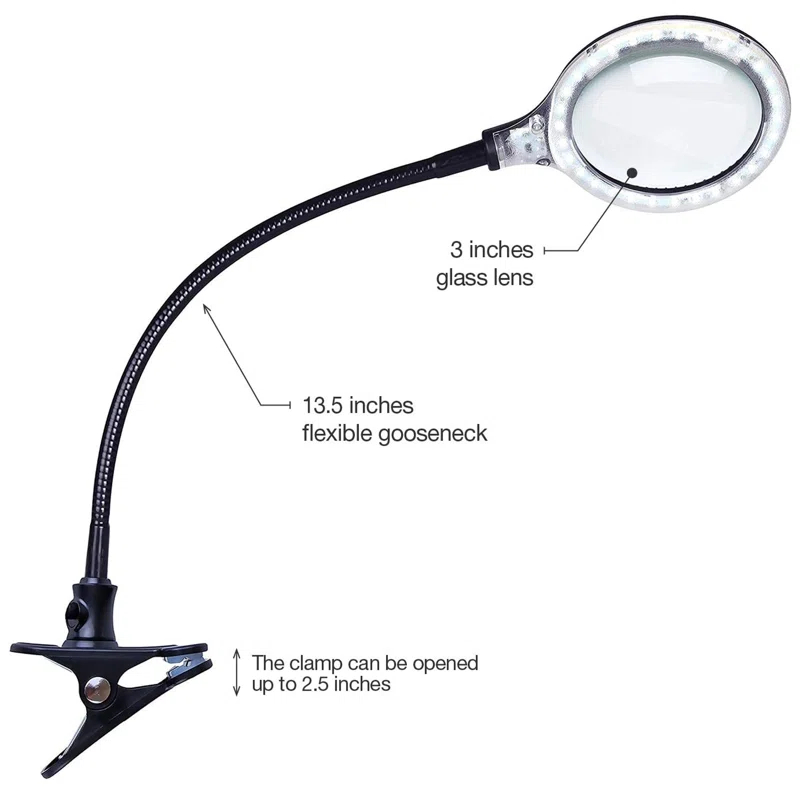 Brightech Lightview Pro 23.5 in. Adjustable Gooseneck Magnifying Desk Lamp