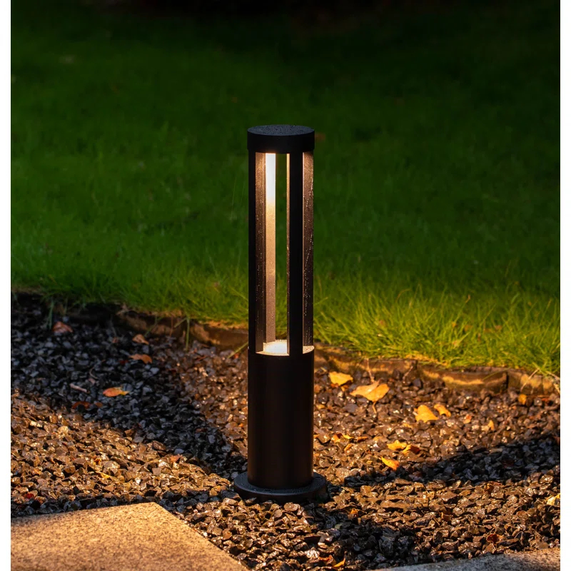 Gardenised Black Integrated LED Metal Bollard Light