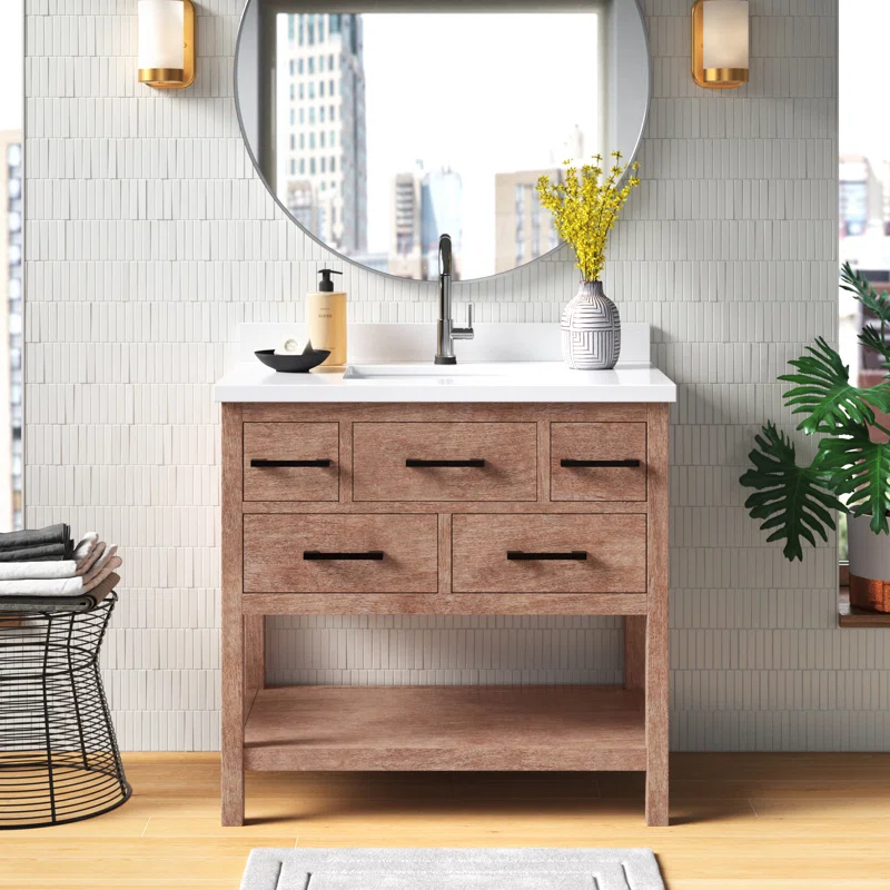 Ari Kitchen & Bath Betty 36'' Single Bathroom Vanity with Quartz Top