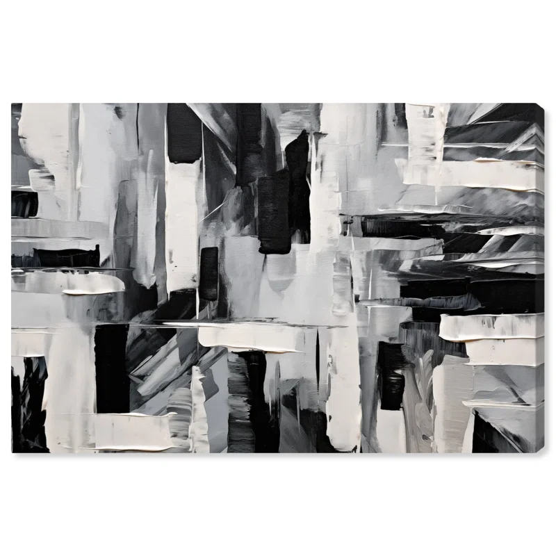 Art Remedy Melosa Canvas Modern Black White Abstract Wall Art by Art Remedy