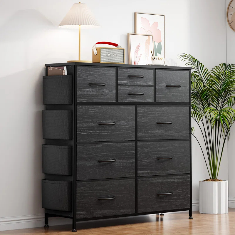 Sienna-Marie 10 - Drawer Dresser, Chest of Drawers for Bedroom with 4 Side Pockets and 2 Hooks