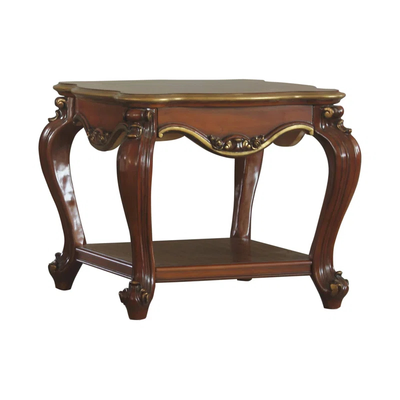 A&J Homes Studio Solid Wood End Table with Bottom Shelf in Honey Oak