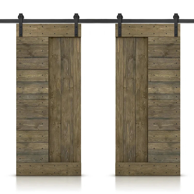 Calhome 84'' Solid Wood Paneled Painted with Installation Hardware Kit Barn Door