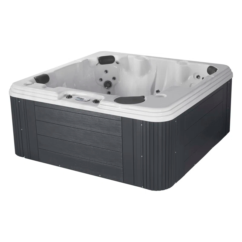 Aqualife® by Strong Spas® Annapolis™ 6-Person 50-Jet Lounger Hot Tub Spa with 2 Pumps, LED Lighting, Stainless Steel Heater and Ozonator, Insulated Cover Included