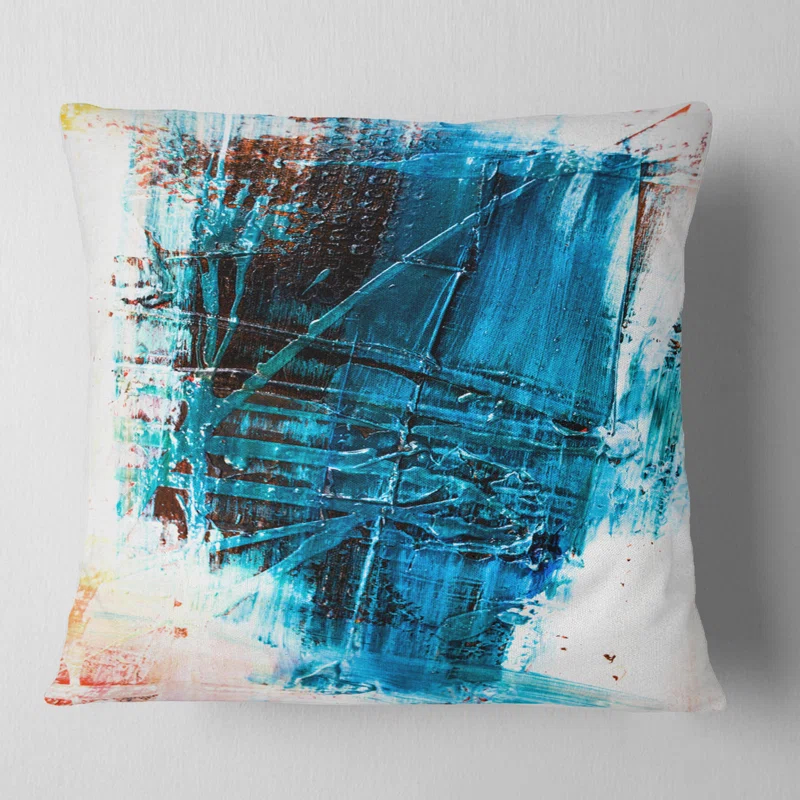 Design Art Abstract Blue Structure Art - Abstract Printed Throw Pillow