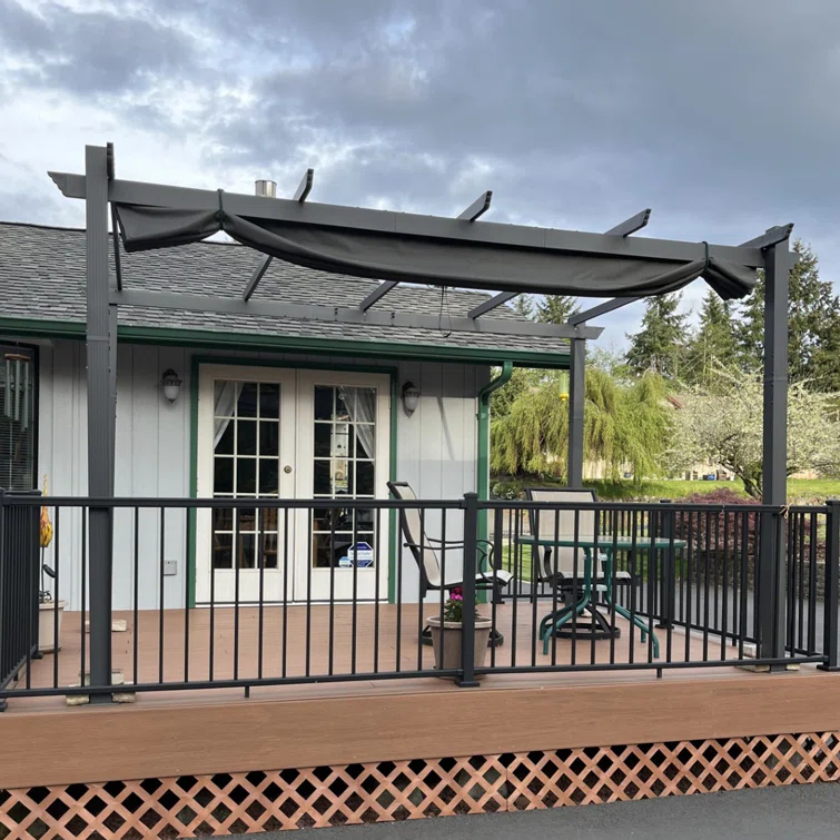 Purple Leaf 13 Ft. W X 9.5 Ft. D Aluminum Pergola with Canopy