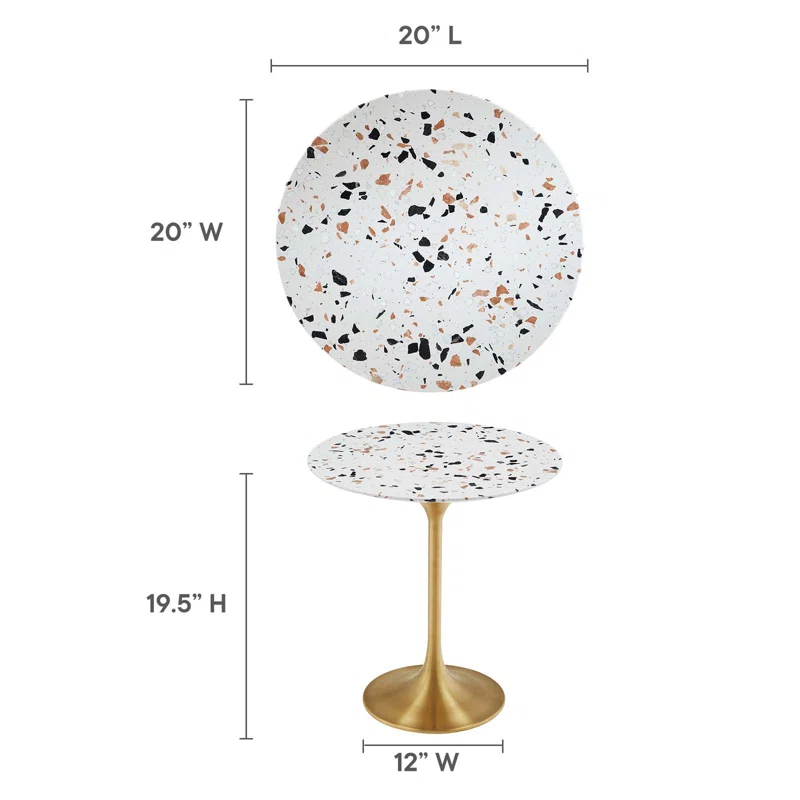 Modway Lippa 20" Round Terrazzo Side Table