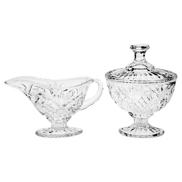 Godinger Silver Art Co Dublin Crystal Sugar Holder and Creamer Set