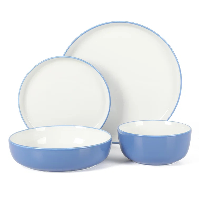 Sur La Table Kitchen Essentials Dinner Theatre 16 Piece Porcelain China Dinnerware Set - Service for 4