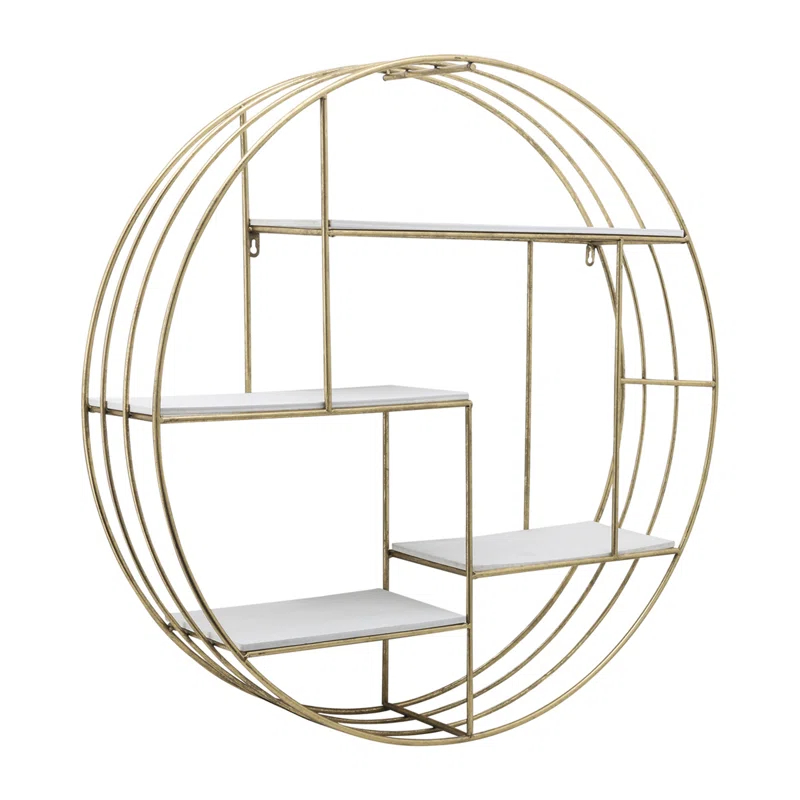 Birch Lane™ Kittle 4 Piece Round Floating Shelf with Hooks