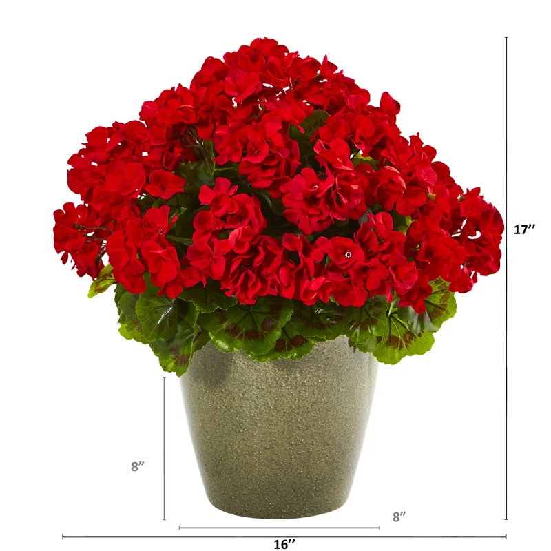 Wrought Studio™ 17in. Geranium Artificial Plant UV Resistant (Indoor/Outdoor)