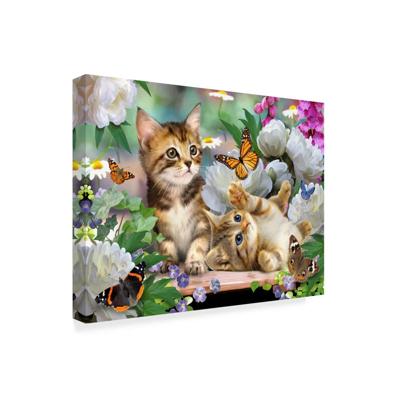 Trademark Fine Art " Kittens And Butterflies " by Howard Robinson