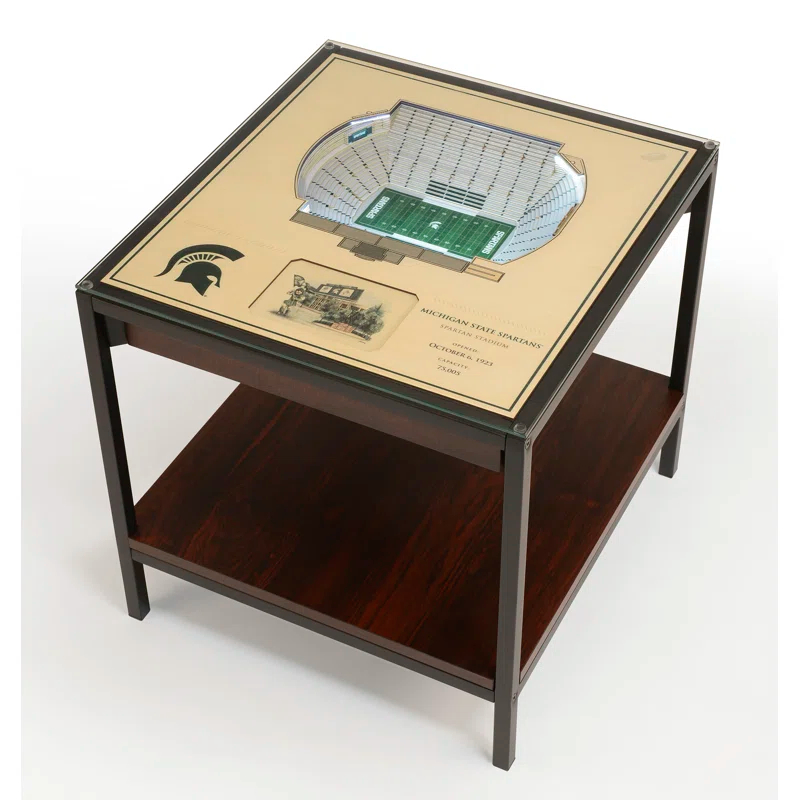 YouTheFan Glass Top End Table