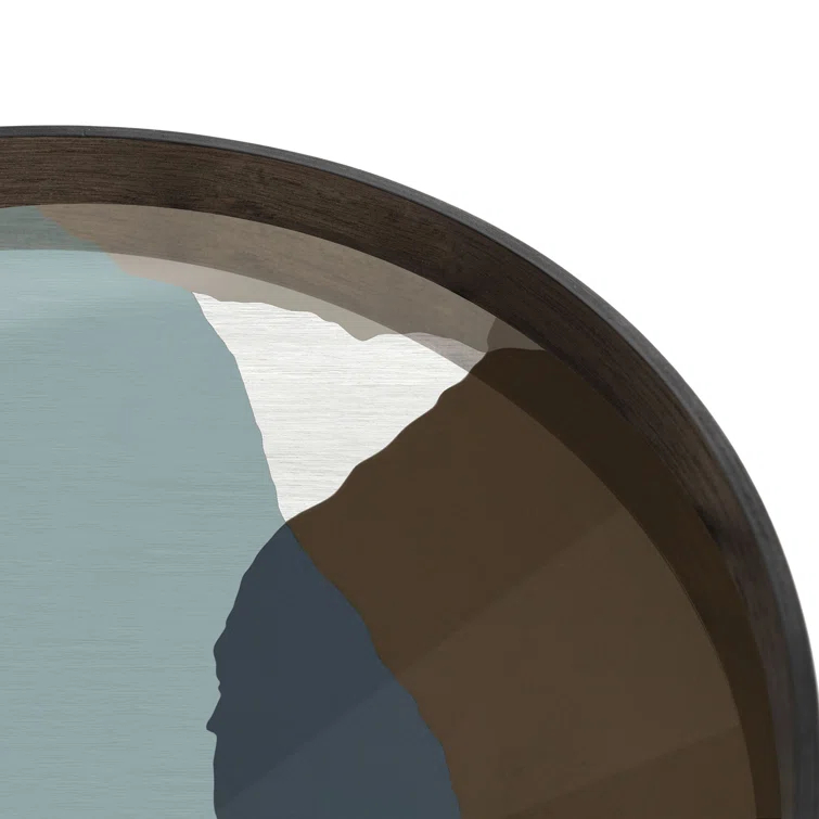 Wabi Sabi Graphite Round Glass Tray with Autumn Tones