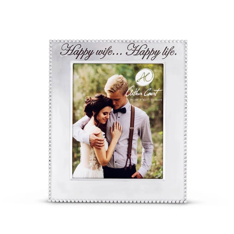 Arthur Court Designs Gray Metal Beaded Picture Frame