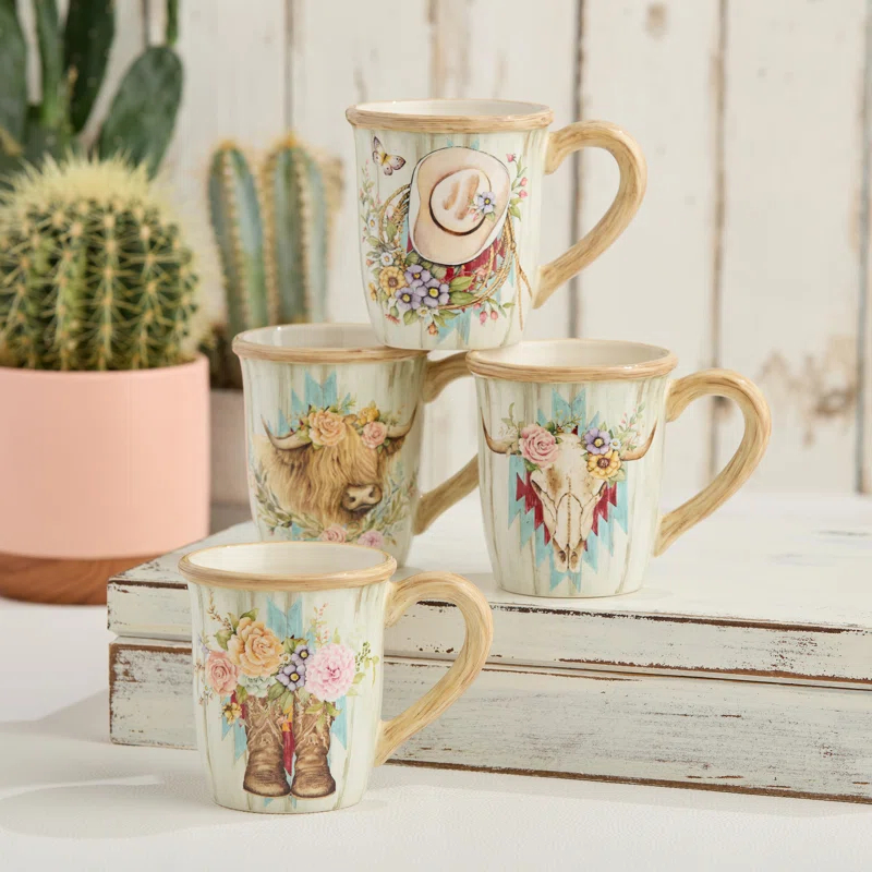 Certified International Rosewood Set of 4 Mug 14 oz. 4 asst.