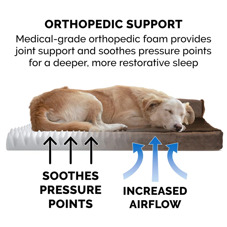 FurHaven Plush & Velvet Deluxe L-Chaise Orthopedic Pet Bed